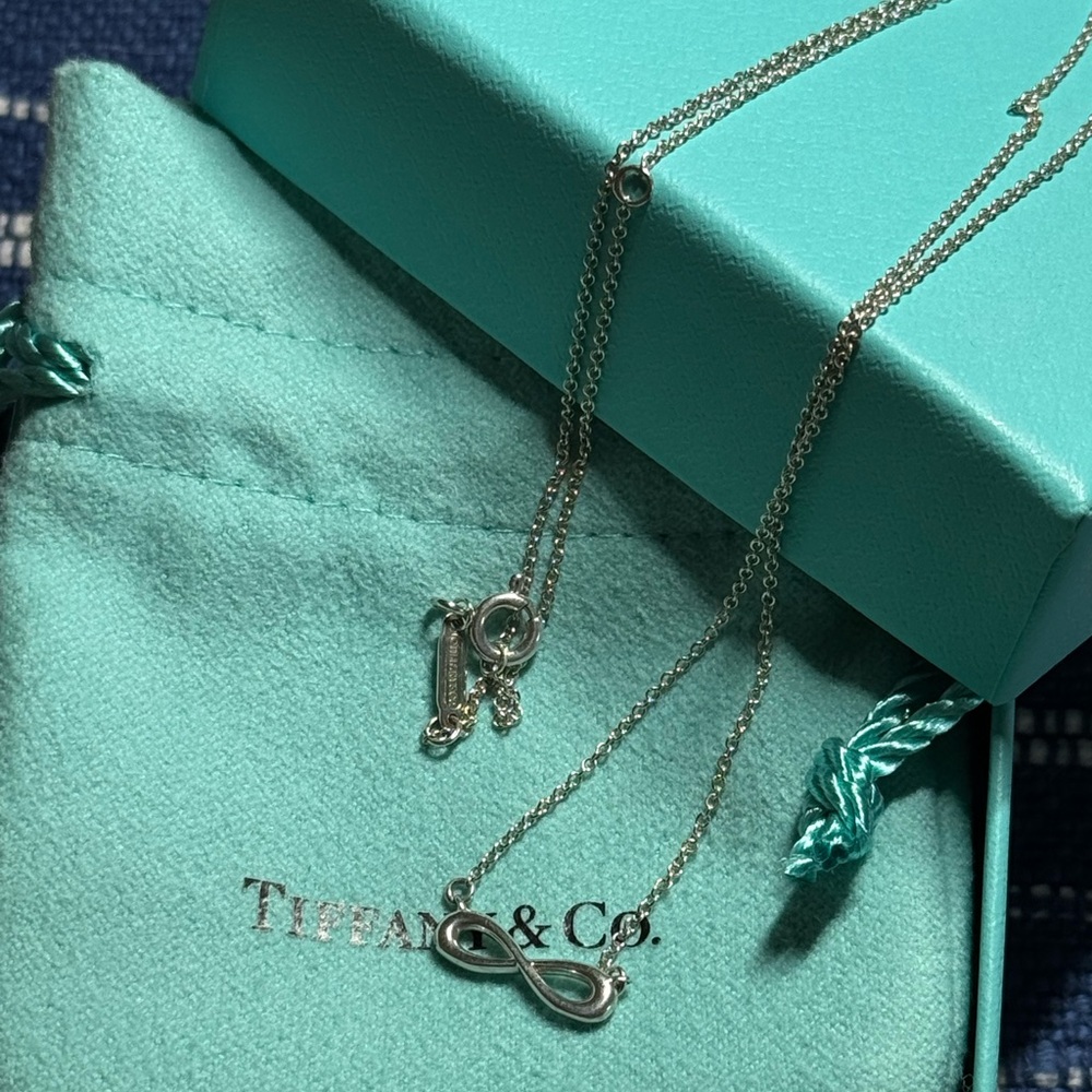 Tiffany & Co. Sterling Silver Infinity Necklace with Signature Blue Pouch - Picture 5 of 7